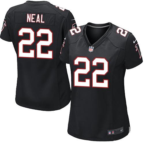 Nike Falcons #22 Keanu Neal Black Alternate Women's Stitched NFL Elite Jersey - Click Image to Close